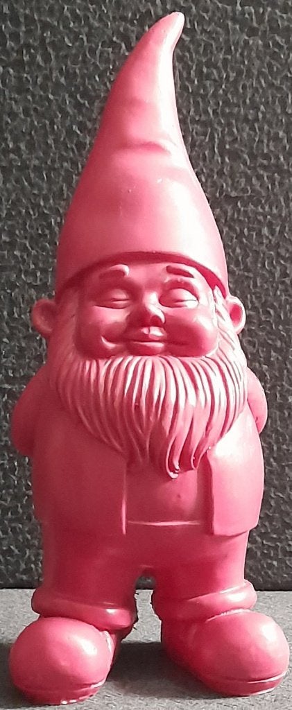 Moderne Tuinkabouter Decoratiebeeld Fuchsia Roze, Ophalen of Verzenden, Zo goed als nieuw, Overige typen