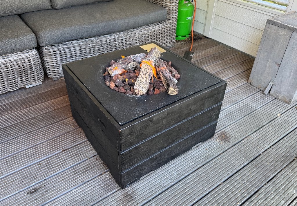 Vuurtafel (gas) incl. gasfles, beschermhoes en accessoires, Tuin en Terras, Ophalen, Gebruikt