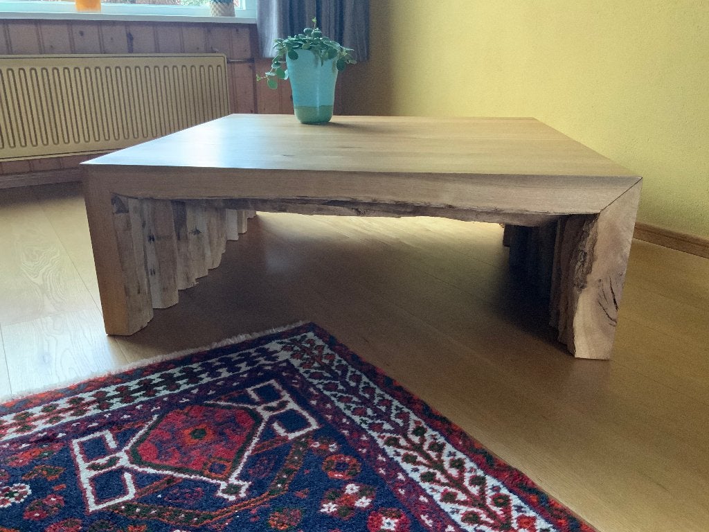 Licht eiken salontafel, Ophalen, Gebruikt, Eikenhout, 50 tot 100 cm