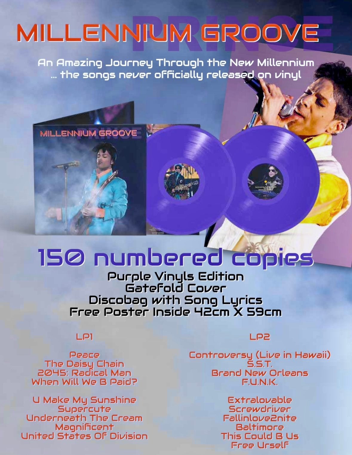 Prince 2LP - Millennium Groove - Paars Vinyl 2LP - Sealed, Cd's en Dvd's, Inclusief poster, Verzenden, Nieuw in verpakking, Dubbel-LP