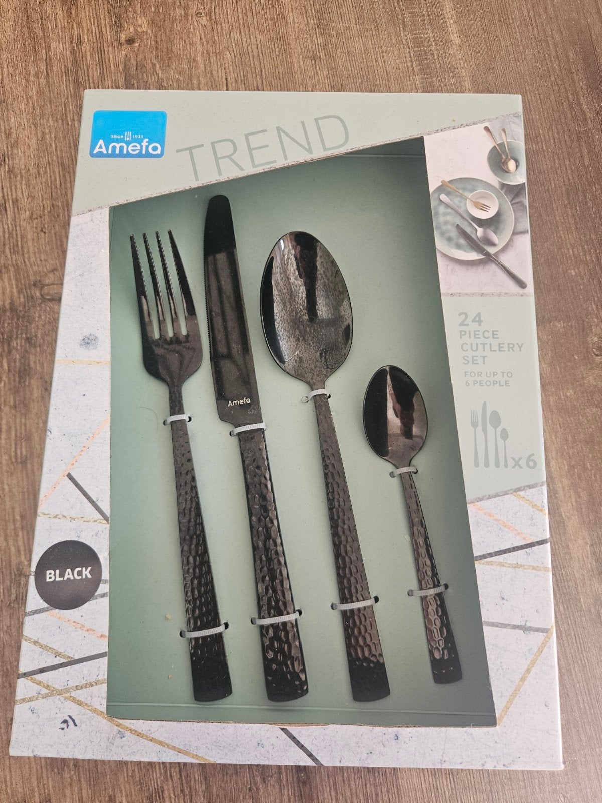Amefa Trend 24-delige bestekset - Zwart, Antiek en Kunst, Antiek | Bestek, Ophalen