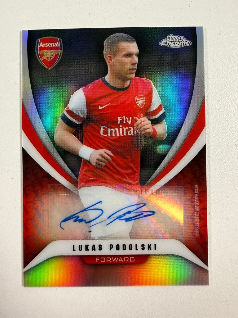 Lukas Podolski Auto Topps Chrome Arsenal 2025-26, Ophalen of Verzenden, Nieuw, Buitenlandse clubs, Poster, Plaatje of Sticker