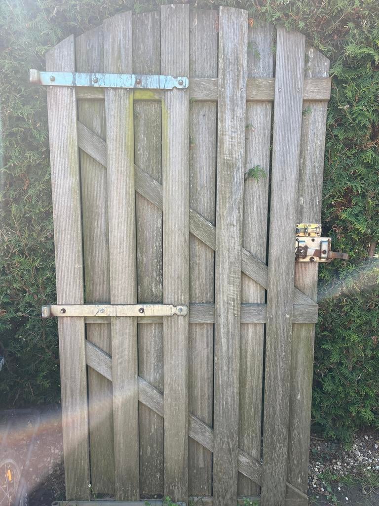 Hardhouten poort, Ophalen, Met poort, Gebruikt, Tuinhek