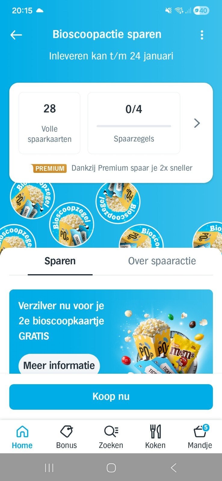 28 volle spaarkaarten 2de bioscoopkaartje gratis AH, Verzamelen, Albert Heijn, Ophalen