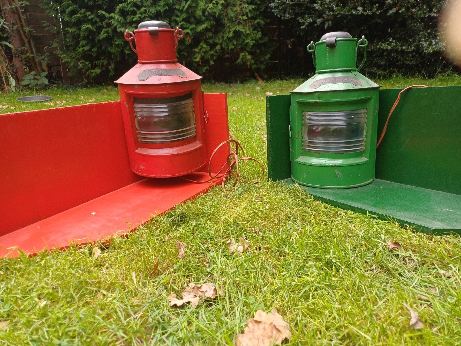 Antieke scheepslampen (stuurboord en bakboord) 12V, Ophalen of Verzenden