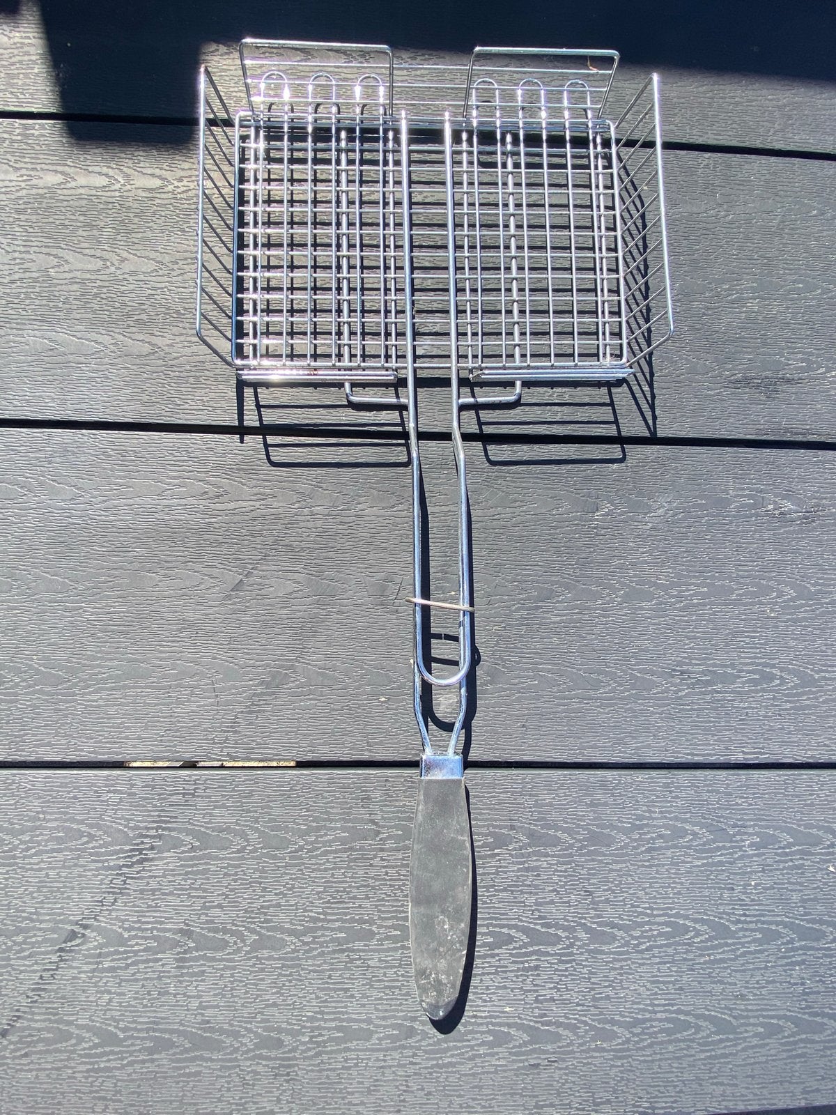 Dubbel BBQ grillrooster voor vis en groenten, Ophalen, Gebruikt