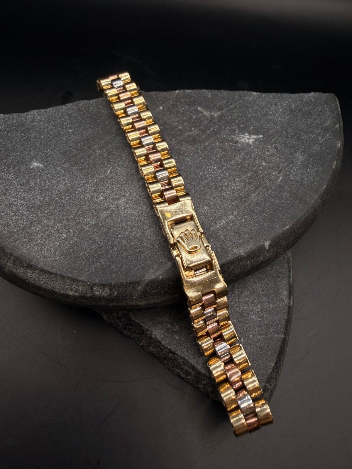 14k rolexschakel armband tricolor, Sieraden, Tassen en Uiterlijk, Armbanden, Ophalen of Verzenden, Nieuw, Goud