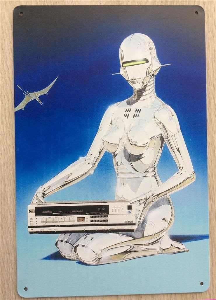 Hajime Sorayama VCR Sexy Robot Pin Up 80s Wandbord, Verzenden, Overige typen