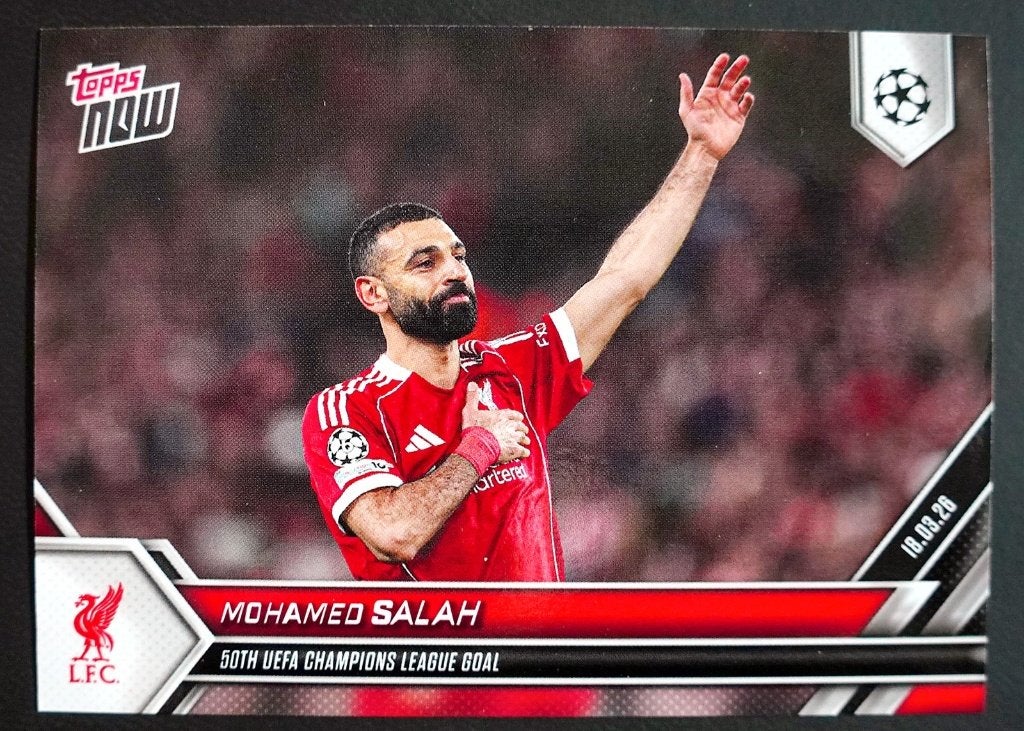 Salah Topps NOW 114 50th Champions League Goal Liverpool, Ophalen of Verzenden, Zo goed als nieuw, Buitenlandse clubs, Spelerskaart