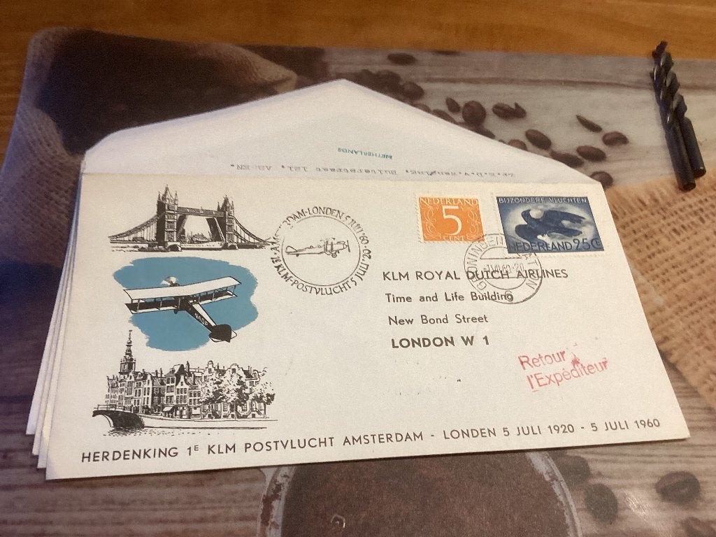 No4144 KLM Amsterdam London 1-7-1960 Nederland jaargang, Postzegels en Munten, Ophalen of Verzenden, Onbeschreven, Nederland