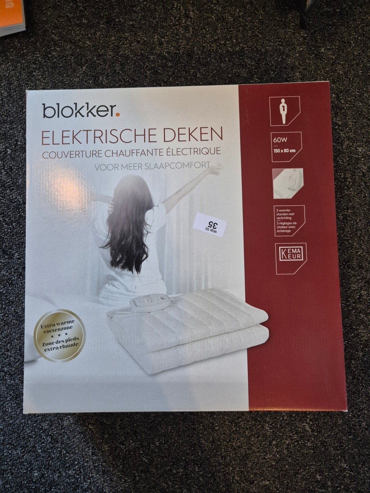 Blokker Elektrische Deken - 1 Persoons met Voetenwarmte, Eenpersoons, Wit, Nieuw, Ophalen of Verzenden