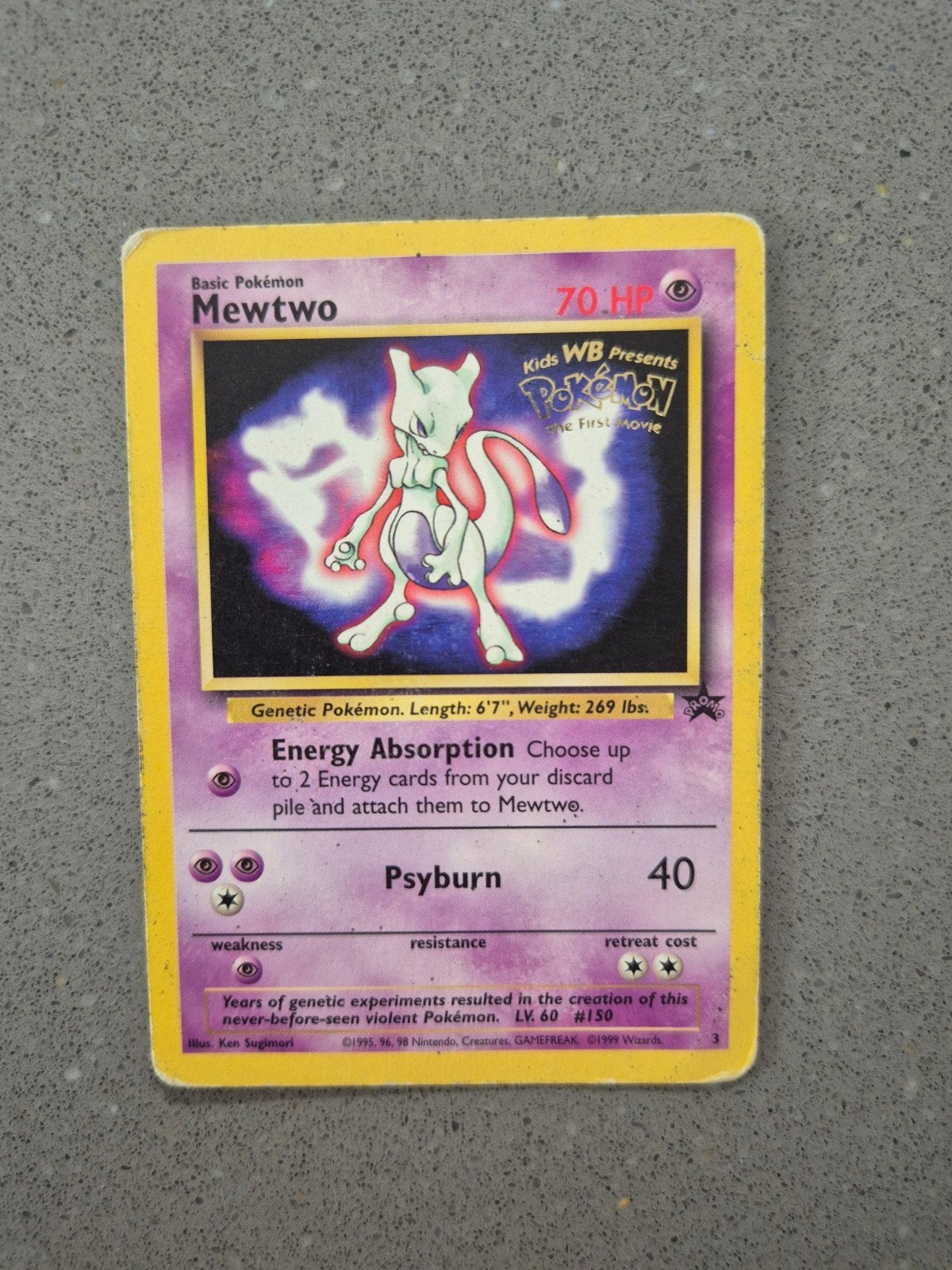 Mewtwo Pokémon kaart - Kids WB Presents The First Movie, Ophalen of Verzenden, Gebruikt, Losse kaart