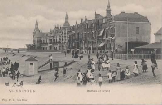 Vlissingen Badhuis en strand, Verzenden, Voor 1920, Ongelopen, Zeeland