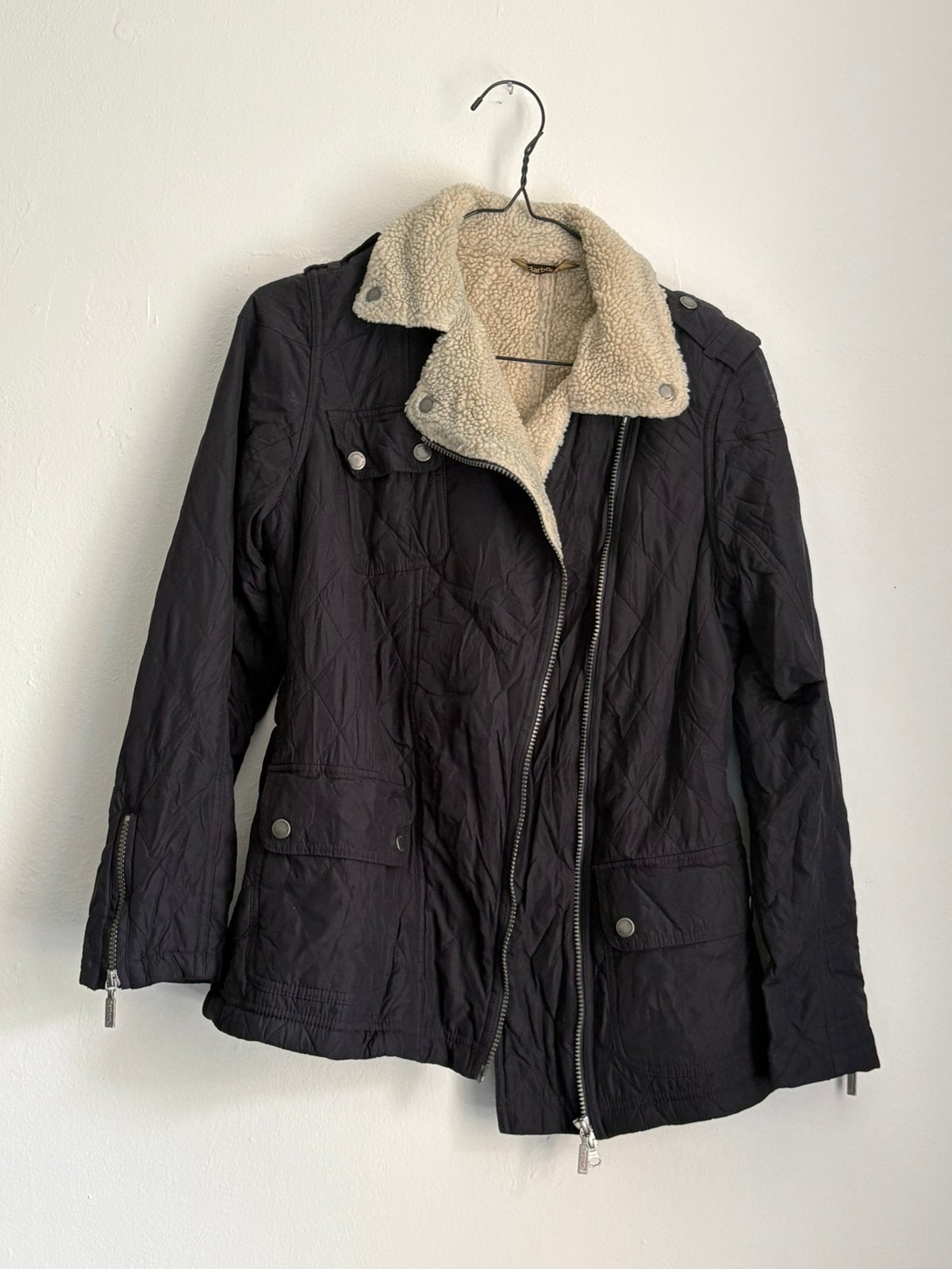 ORIGINELE BARBOUR INTERNATIONAL SHERPA JAS BLAUW DAMES S, Ophalen of Verzenden, Zo goed als nieuw, Maat 36 (S), Blauw