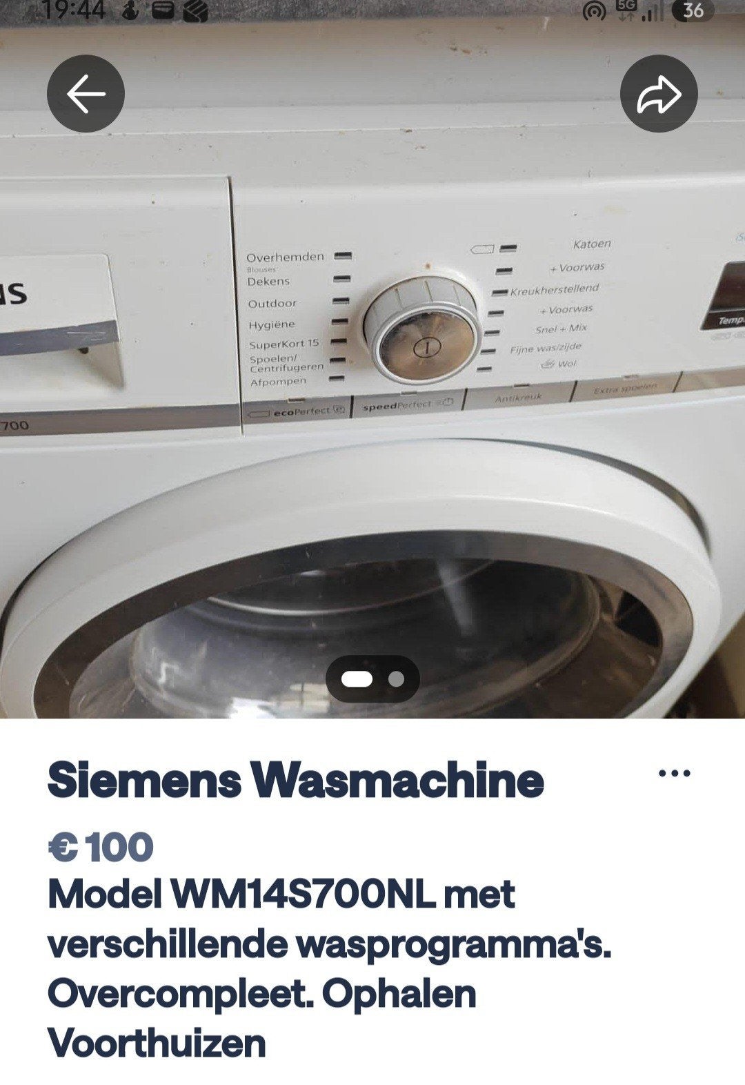 perfect werkende siemens wasmachine, Witgoed en Apparatuur, 6 tot 8 kg, Ophalen of Verzenden, 1200 tot 1600 toeren, 85 tot 90 cm