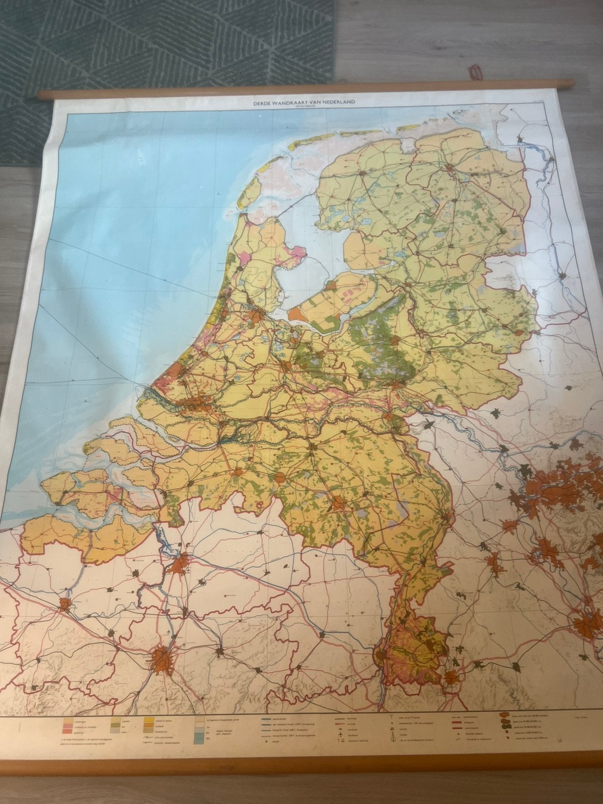 Landkaart Nederland jaren ‘60, Antiek en Kunst, Antiek | Schoolplaten, Ophalen, Aardrijkskunde