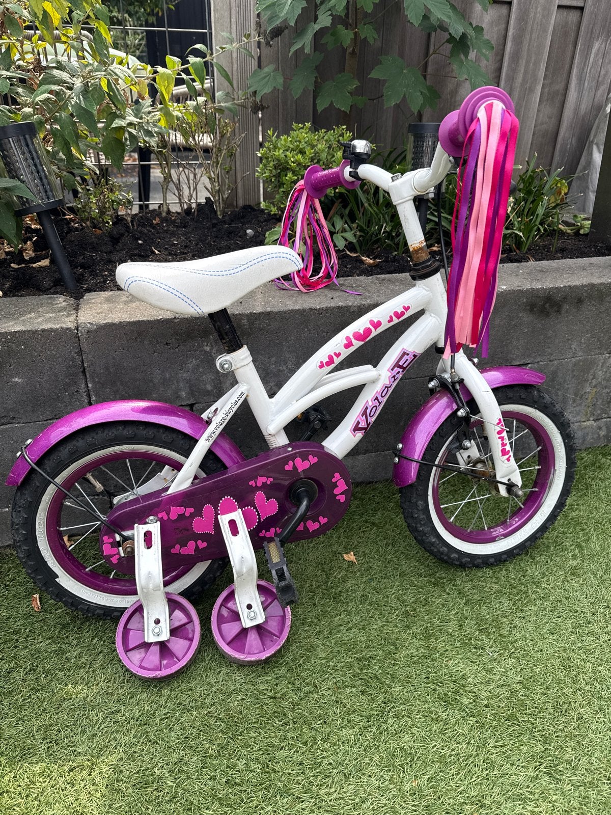 Kinderfiets 12 inch met zijwieltjes - Roze/Paars, Fietsen en Brommers, Fietsen | Kinderfietsjes, Ophalen, Zijwieltjes, Gebruikt