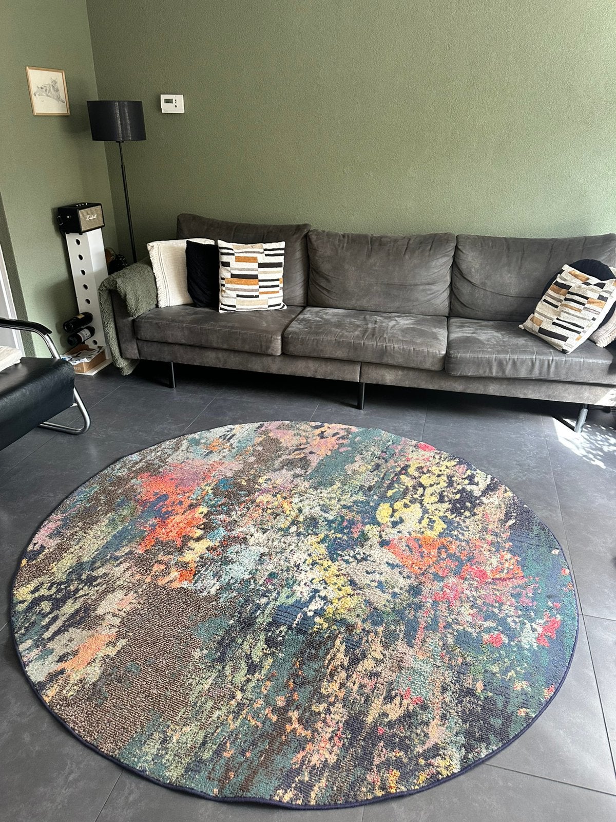 RugVista vloerkleed met abstract design, Huis en Inrichting, Ophalen, Gebruikt, Blauw, Rond