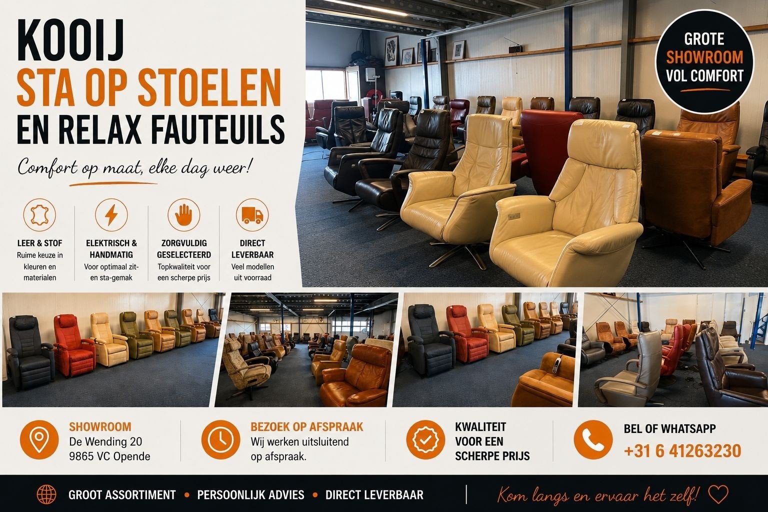 Kooij sta op stoelen en relax fauteuils direct leverbaar*, Huis en Inrichting, Fauteuils, De Wending 20, 9865 VC Opende, Modern, Comfort, Ergonomisch