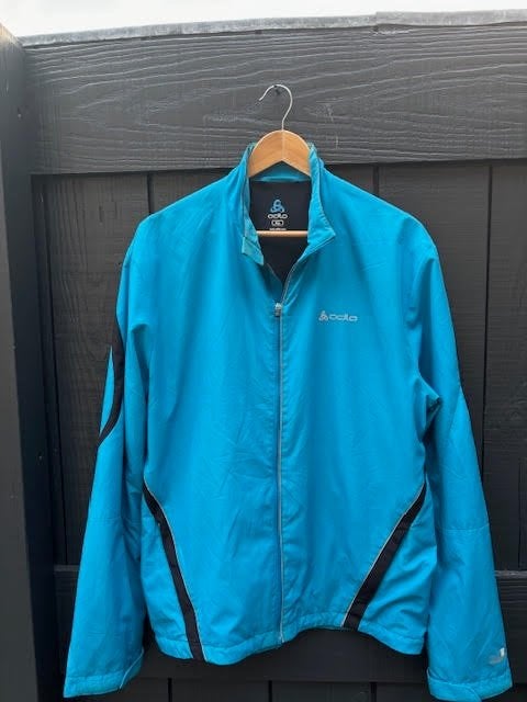 ***Odlo*** hardloopjas maat XL, Blauw, Maat 56/58 (XL), Ophalen of Verzenden, Zo goed als nieuw