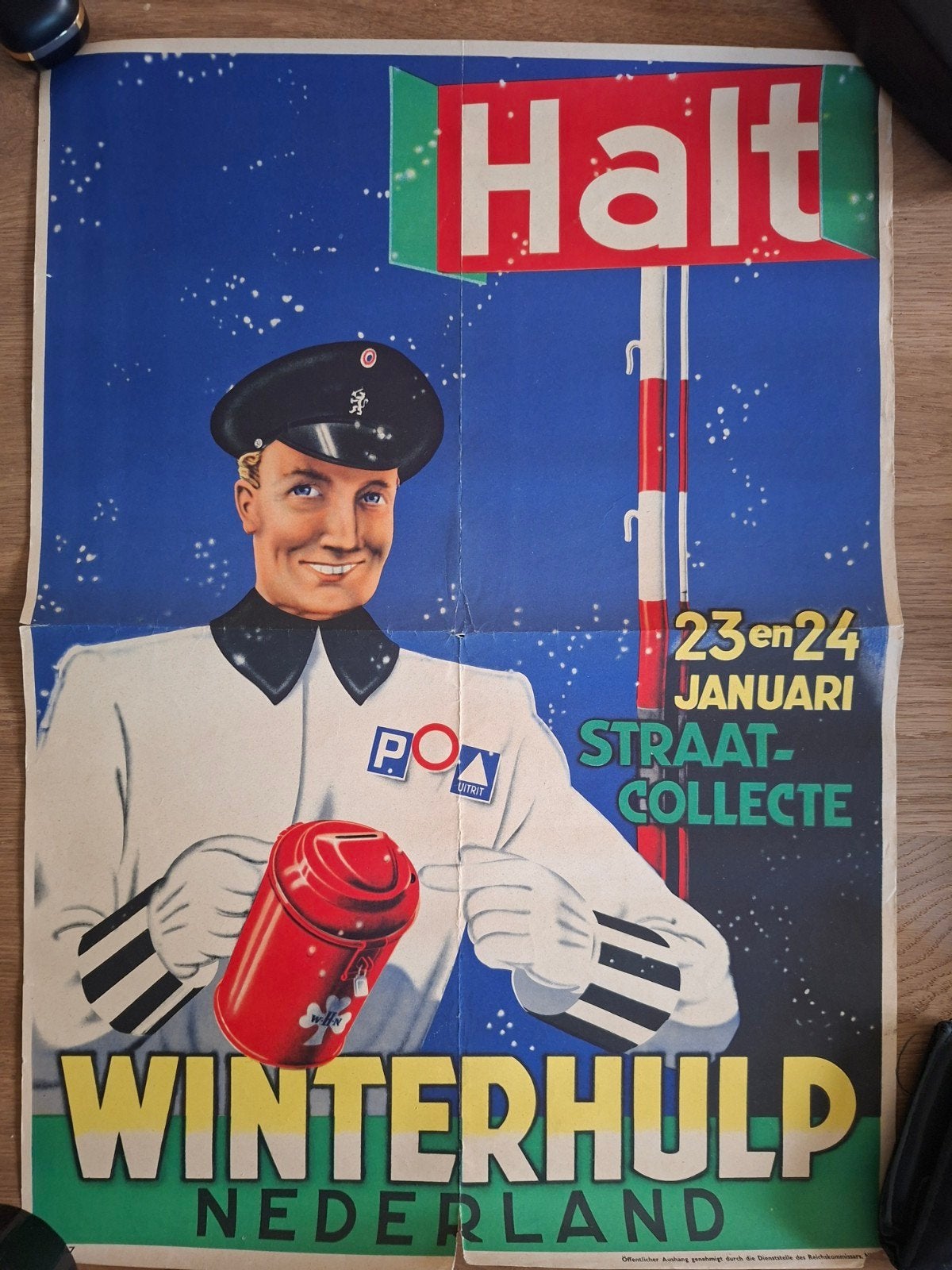 Affiche Winterhulp Nederland (WHN) Januari 1942, Verzamelen, Ophalen of Verzenden, Nederland