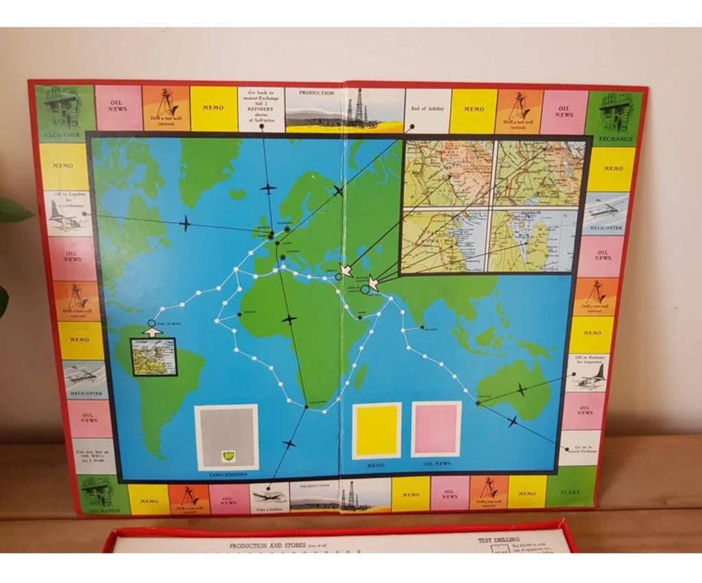 Oil The Great Adventure Bordspel - vintage 1960 by Merit, Hobby en Vrije tijd, Gezelschapsspellen | Bordspellen, Ophalen of Verzenden