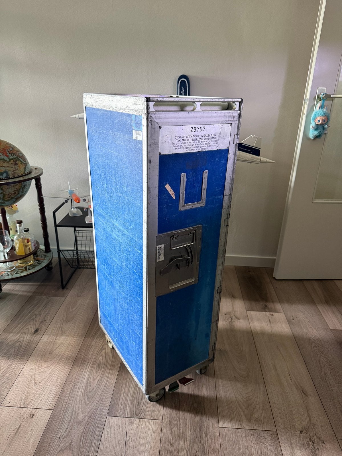 Vintage luchtvaart trolley (halve maat) met KLM lades, Ophalen