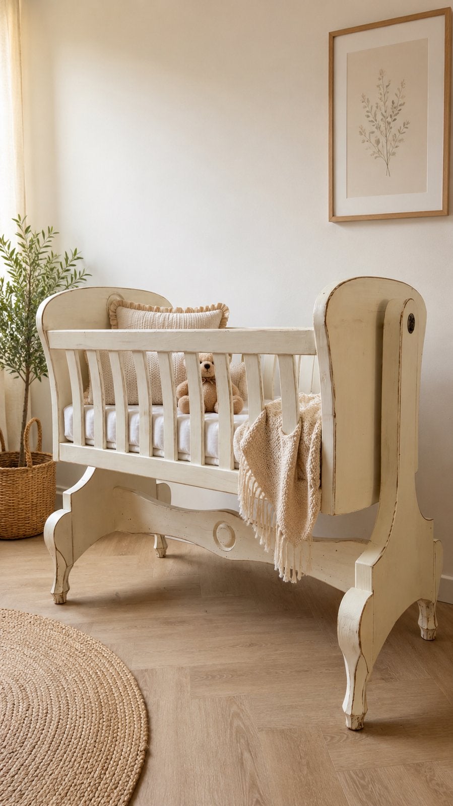 Planet Little Kids Wieg White Wash - Wiegt Echt!, Ophalen, Gebruikt, Minder dan 140 cm, Minder dan 70 cm