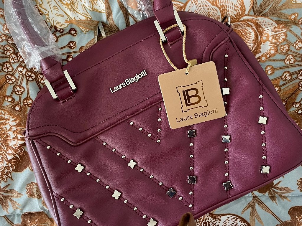 Laura Biagiotti bordeauxrode handtas uit de Goldea-lijn, Ophalen of Verzenden, Nieuw, Overige kleuren, Handtas