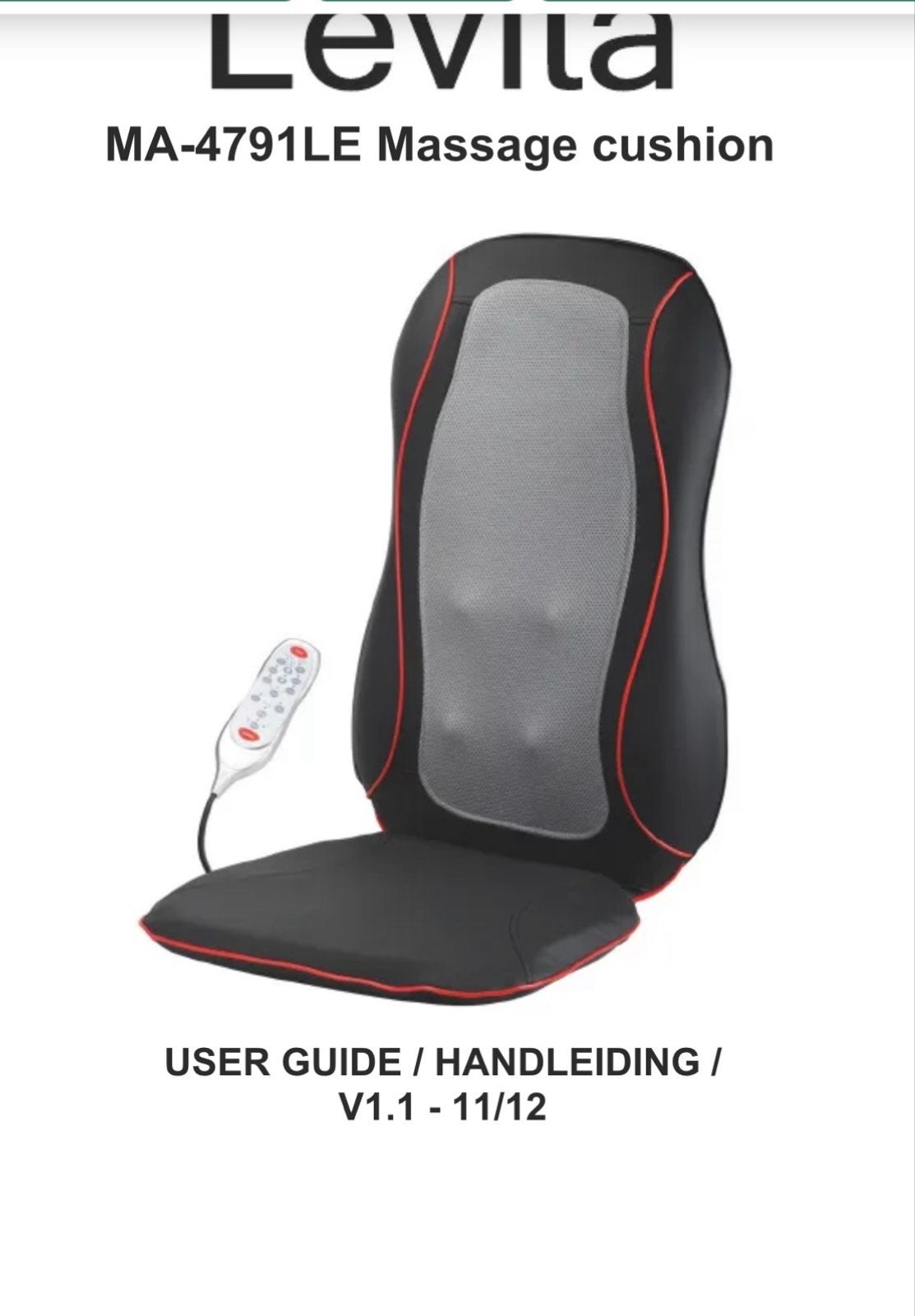 Levita MA-4791LE Massagekussen voor Rugmassage, Ophalen of Verzenden, Gebruikt, Massagestoel of Kussen