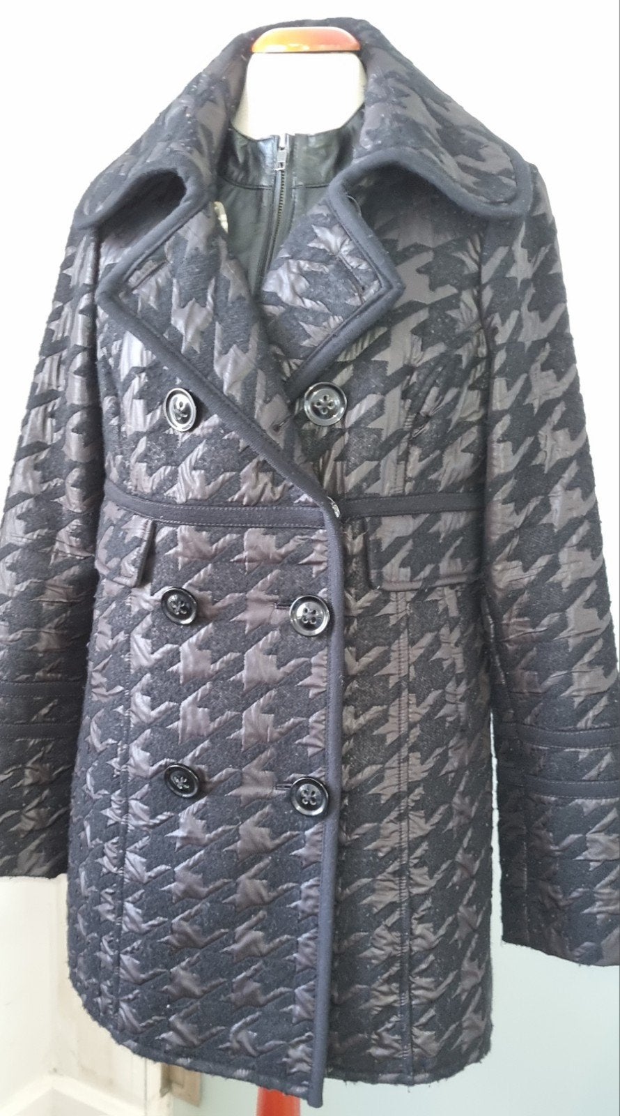 Spoom Coats Zwart Houndstooth Winterjas Maat 40, Maat 38/40 (M), Zwart, Spoom Coats, Ophalen of Verzenden