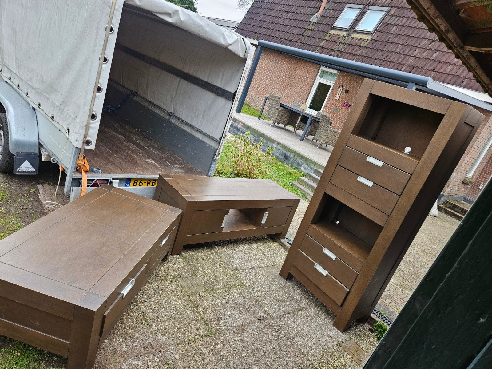 Complete Woonkamerset: Salontafel, Hoge Kast en TV-Meubel, Ophalen of Verzenden