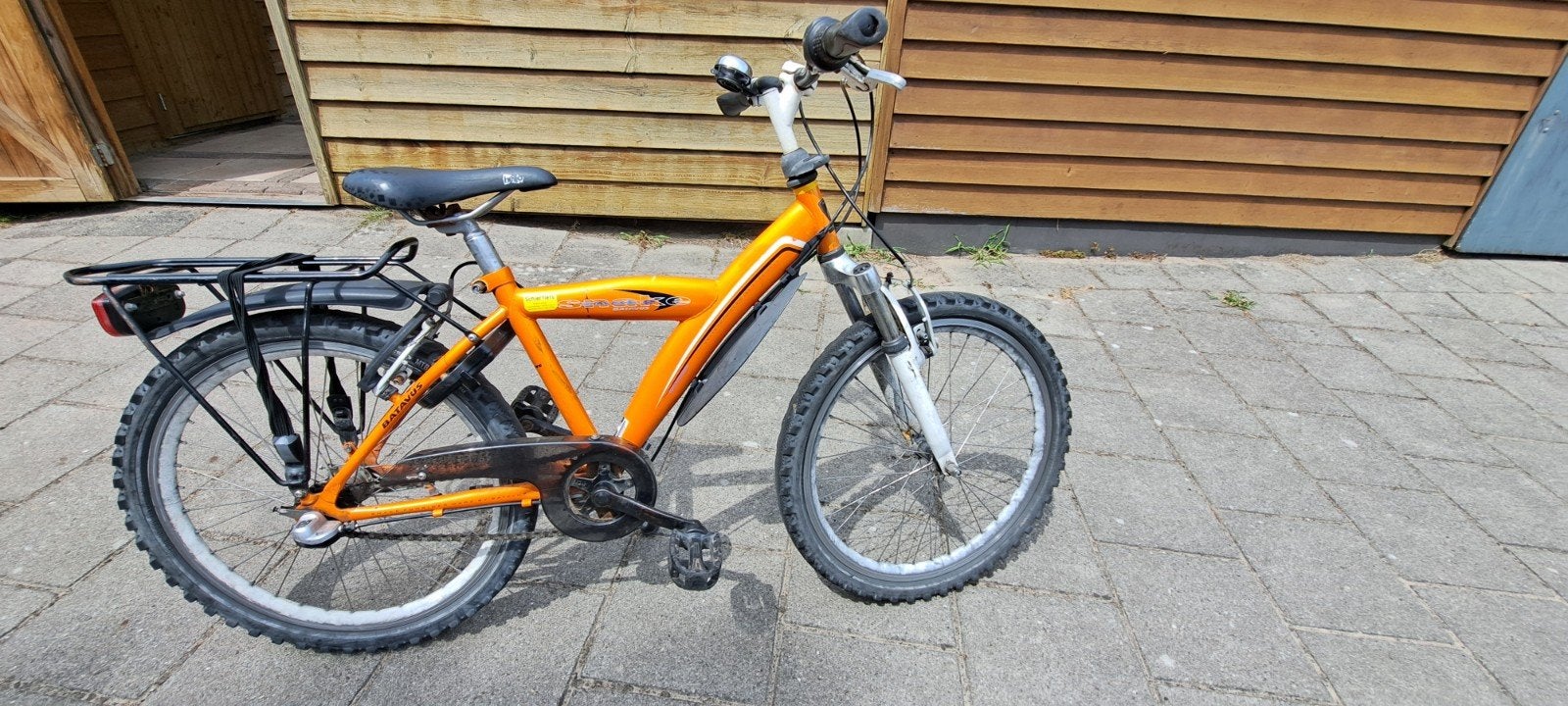 Oranje kinderfiets 22 inch met 3 versnellingen, Ophalen, Gebruikt, Velgrem, 20 inch of meer