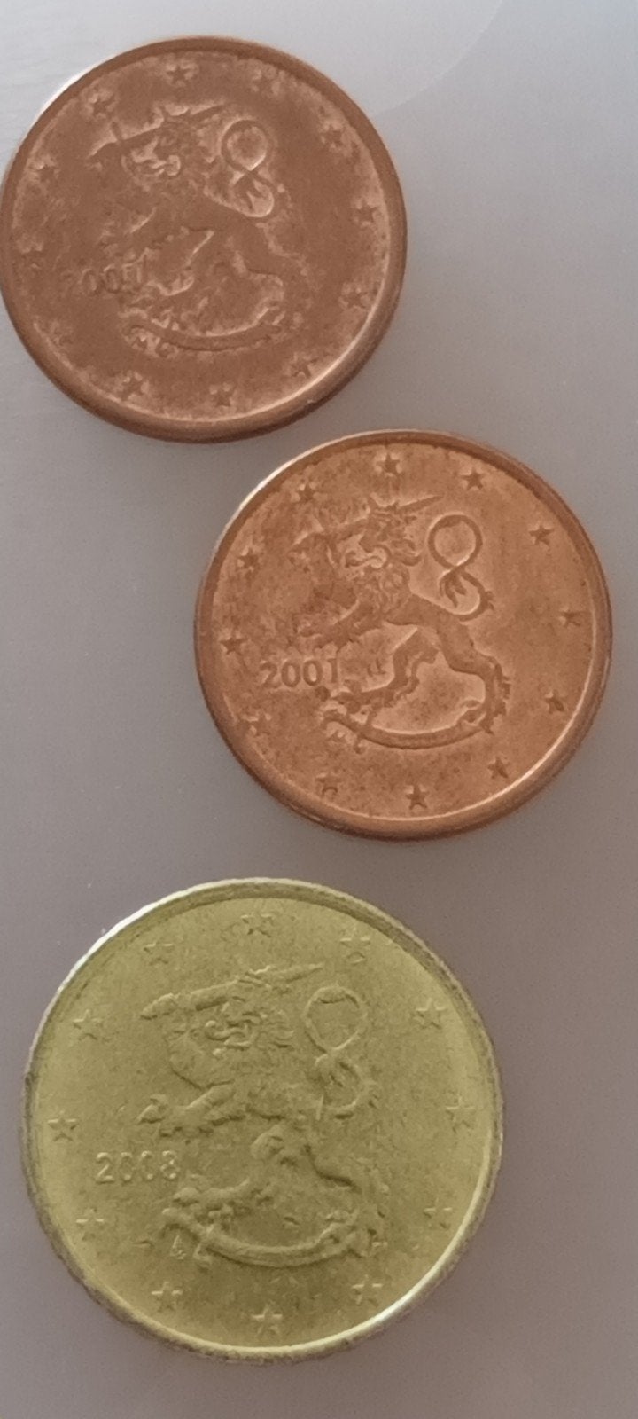 2 x 0,05 2001 en 1 x 0,20 2008 Finland, Ophalen of Verzenden, Finland, 5 cent, Losse munt