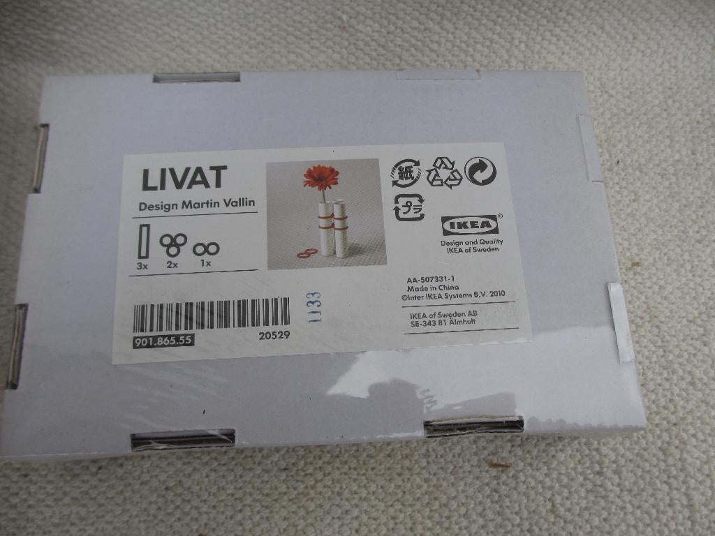Vintage Ikea Livat vaas - Martin Vallin design 2000, Overige materialen, Wit, Ophalen of Verzenden, Zo goed als nieuw