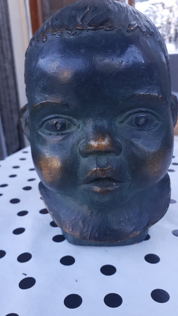 Vintage jaren 60 baby hoofdje van de maker PERKEO zie foto's, Antiek en Kunst, Ophalen, Overige materialen, Beeld, Minder dan 20 cm
