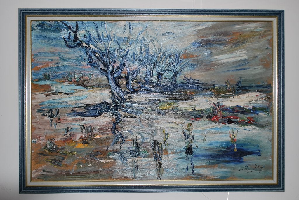 Schilderij van Henri Kley, Ophalen, Paneel, Gesigneerd, Expressionistisch