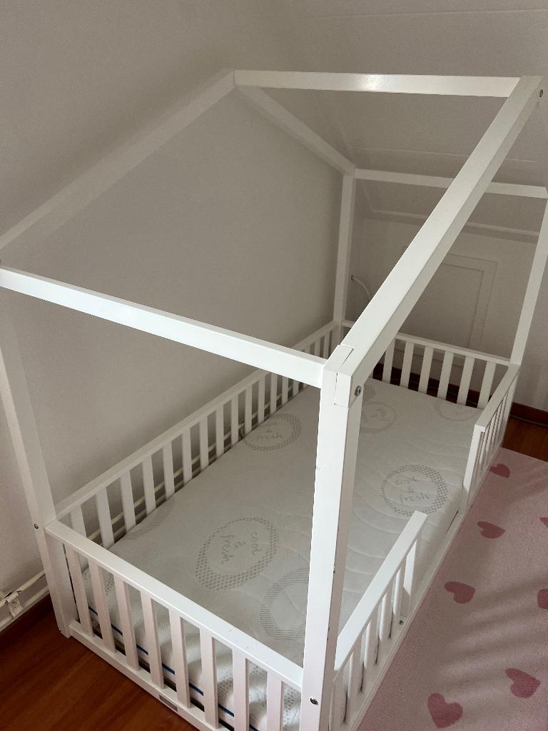 Huisbed Bopita Robin Wit 80x160 met matras, Ophalen, 70 tot 85 cm, Zo goed als nieuw, Matras
