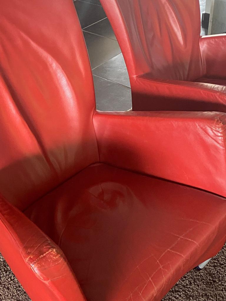 Montis leren stoelen - rood (2 stuks), Ophalen, Gebruikt, Twee, Leer