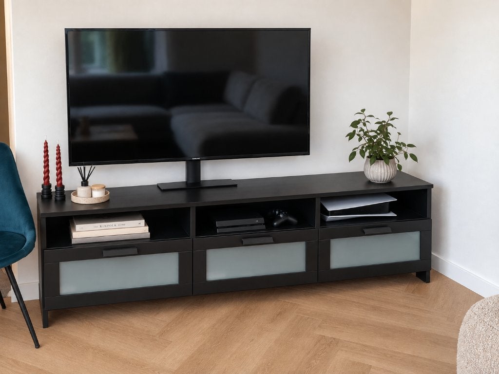 IKEA Brimnes TV-meubel - Zwart (180x41x53 cm), Ophalen, Gebruikt, 150 tot 200 cm, Minder dan 100 cm