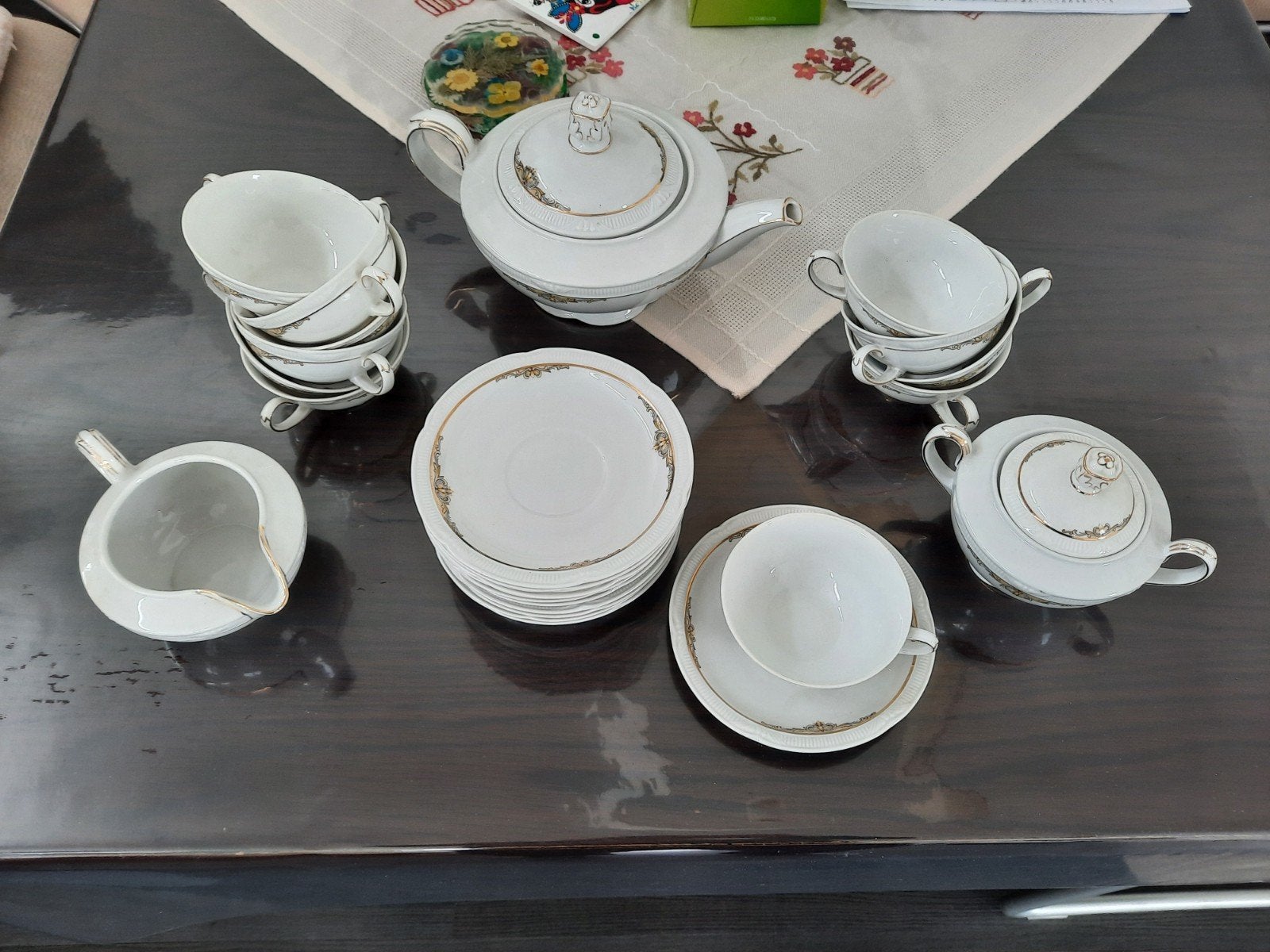 Vintage zeh scherzer Bavaria theeservies met gouden rand, Ophalen of Verzenden
