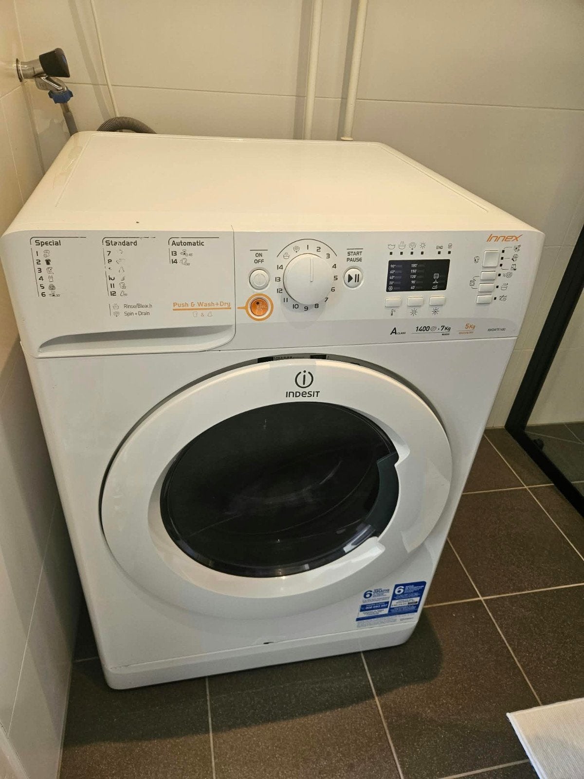 Indesit wasdroogcombinatie 7kg/5kg ZGAN, Witgoed en Apparatuur, 6 tot 8 kg, Ophalen, Zo goed als nieuw, 85 tot 90 cm