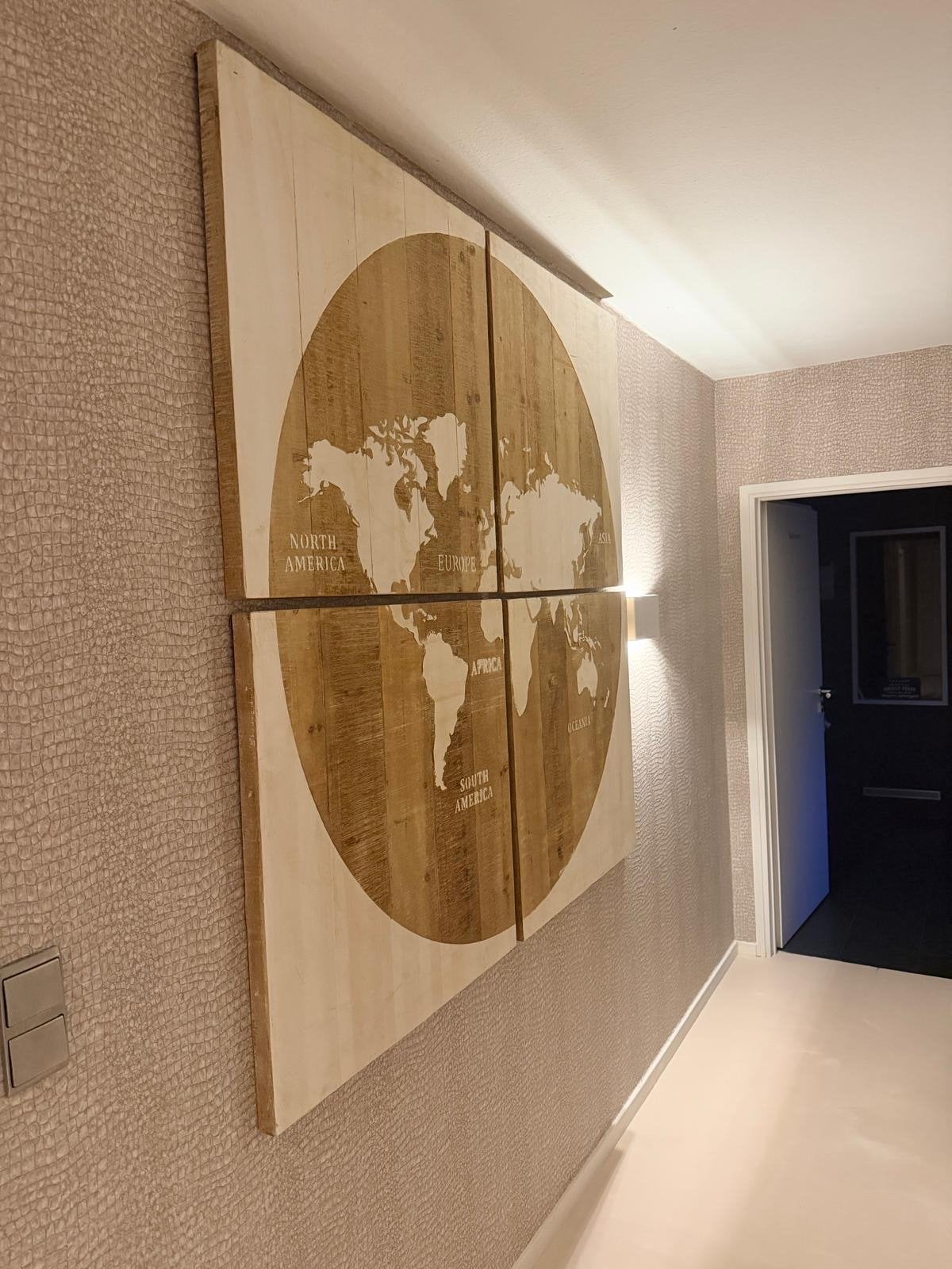Houten Wereldkaart Wanddecoratie - 160x160 cm, Ophalen, Gebruikt, Hout, Bruin