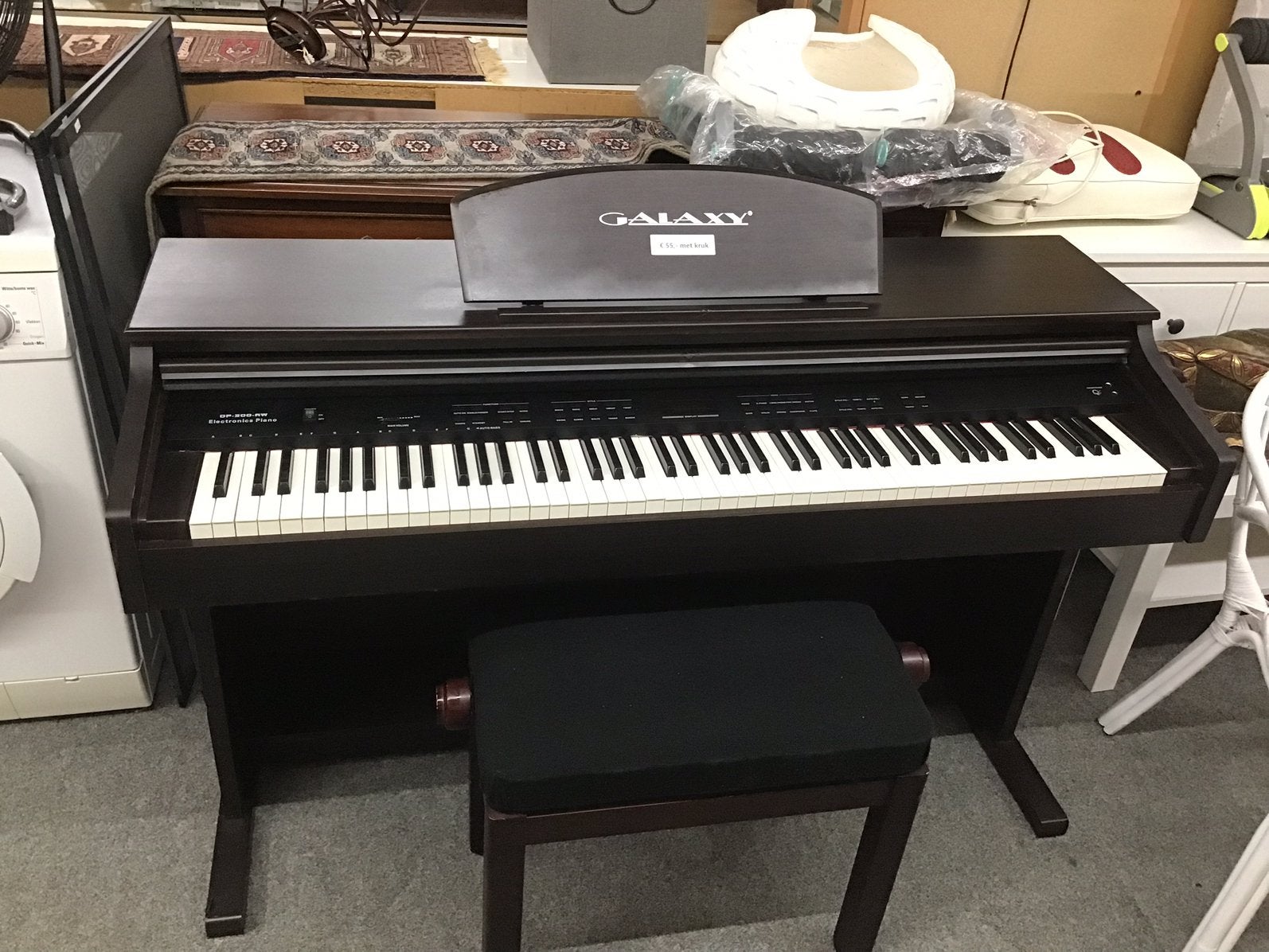 Galaxy Electrische piano met kruk, Ophalen of Verzenden, Gebruikt, Zwart, Overige typen