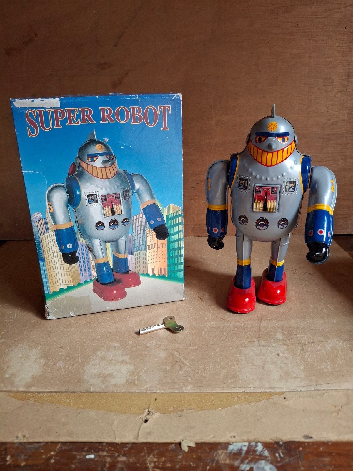blikken robot "super robot MS 417" met doos en werkend, Ophalen of Verzenden