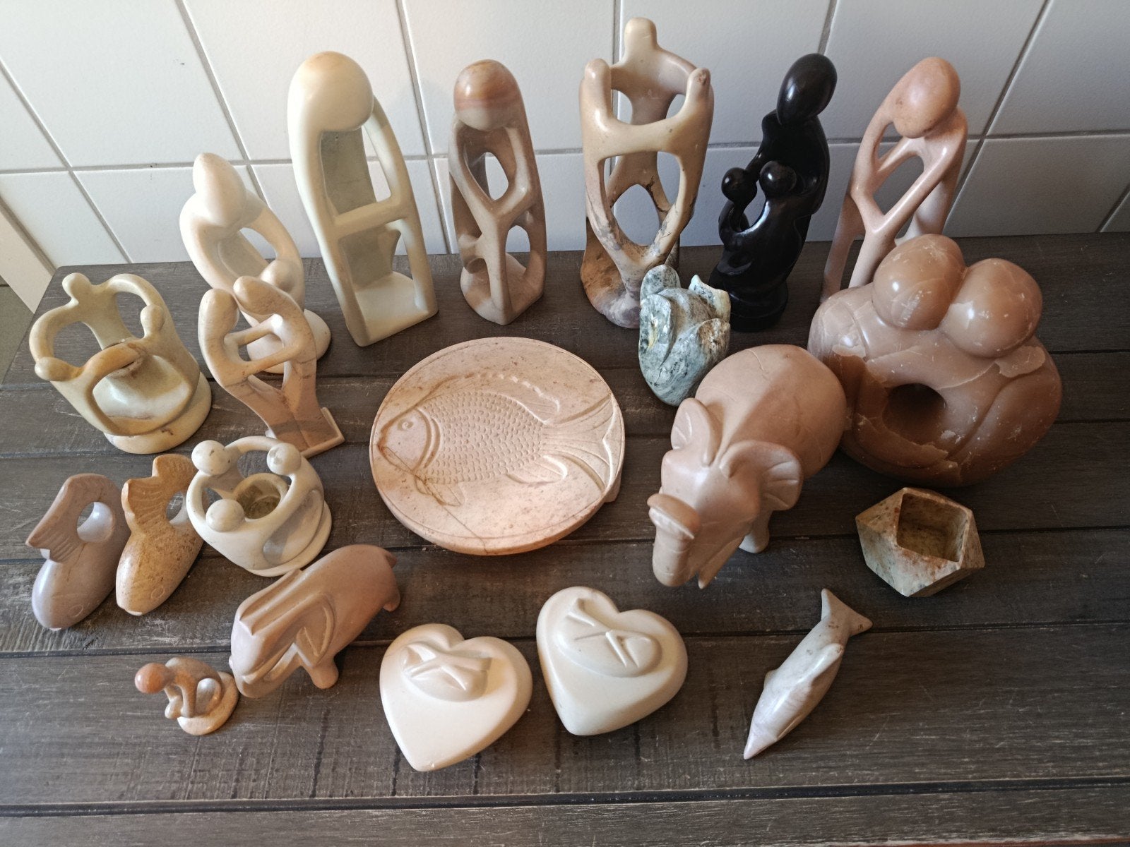 Zeepsteen sculpturen - +/- 20 stuks, alles in 1 koop of per, Ophalen of Verzenden