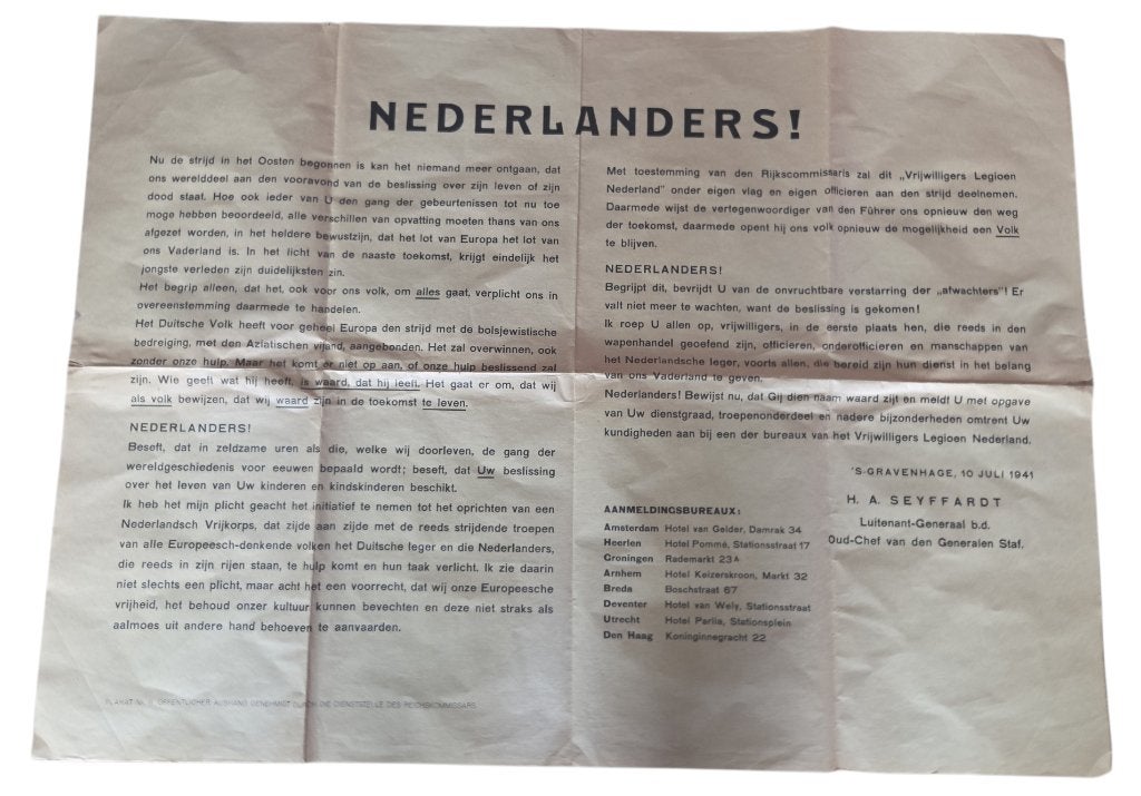 nederlandse werving poster in  nette staat, Verzamelen, Ophalen of Verzenden, Nederland, Foto of Poster