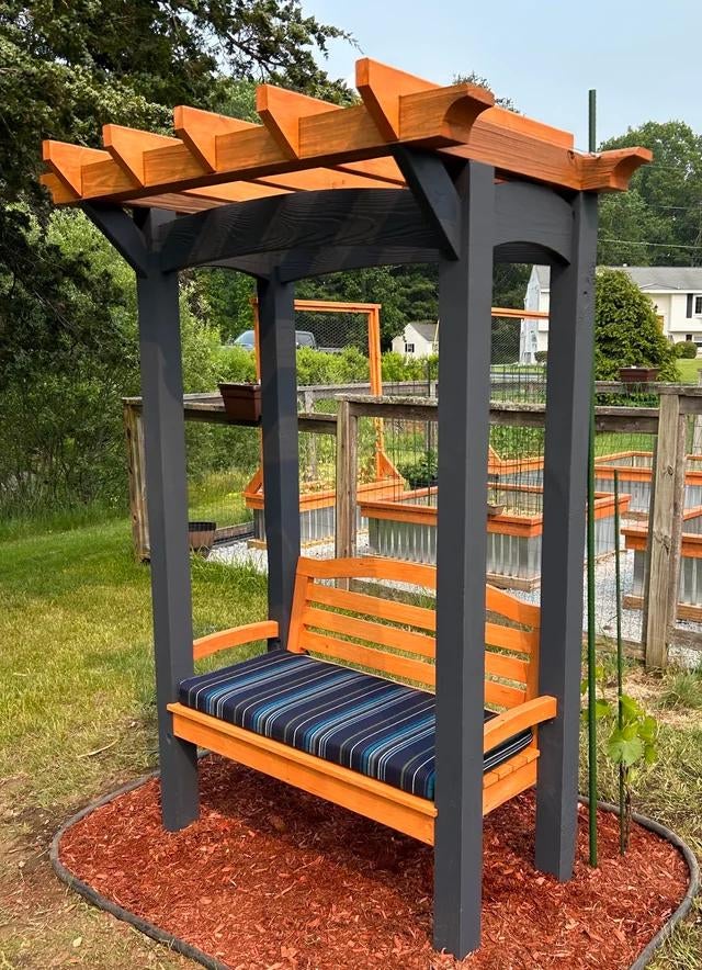 Uniek Design Tuinbank met Pergola - Handgemaakt Hardhout, Ophalen of Verzenden, Nieuw