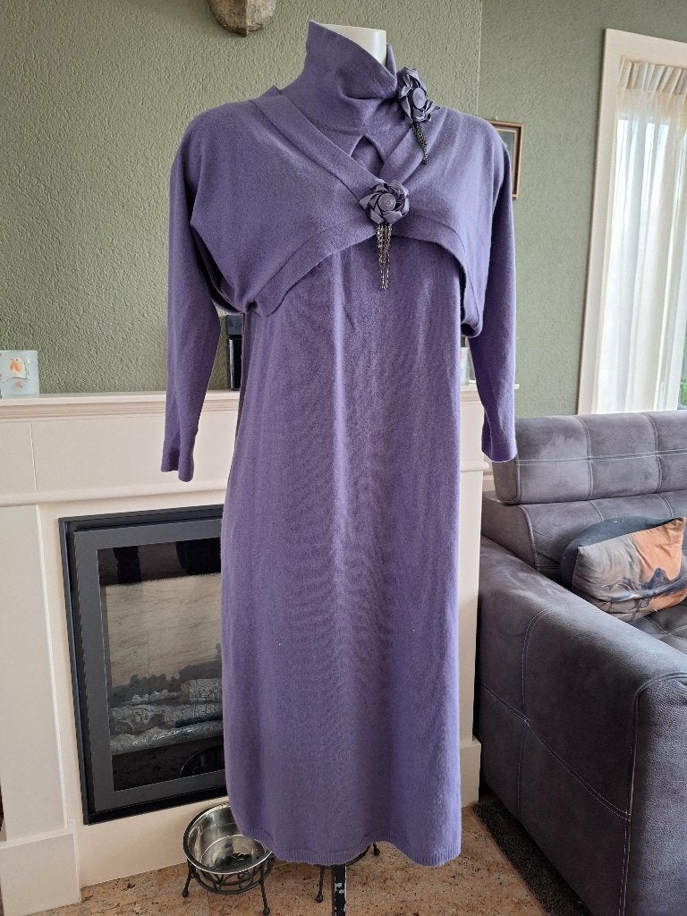 Apanage paarse jurk en vest bolero 36 met cashmere, Verzenden, Paars, Zo goed als nieuw, Apanage