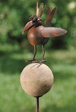 Tuinsteker, tuinprikker, tuinbeeld Vogel met goudkl kroontje, Tuin en Terras, Ophalen of Verzenden, Nieuw, Metaal, Dierenbeeld